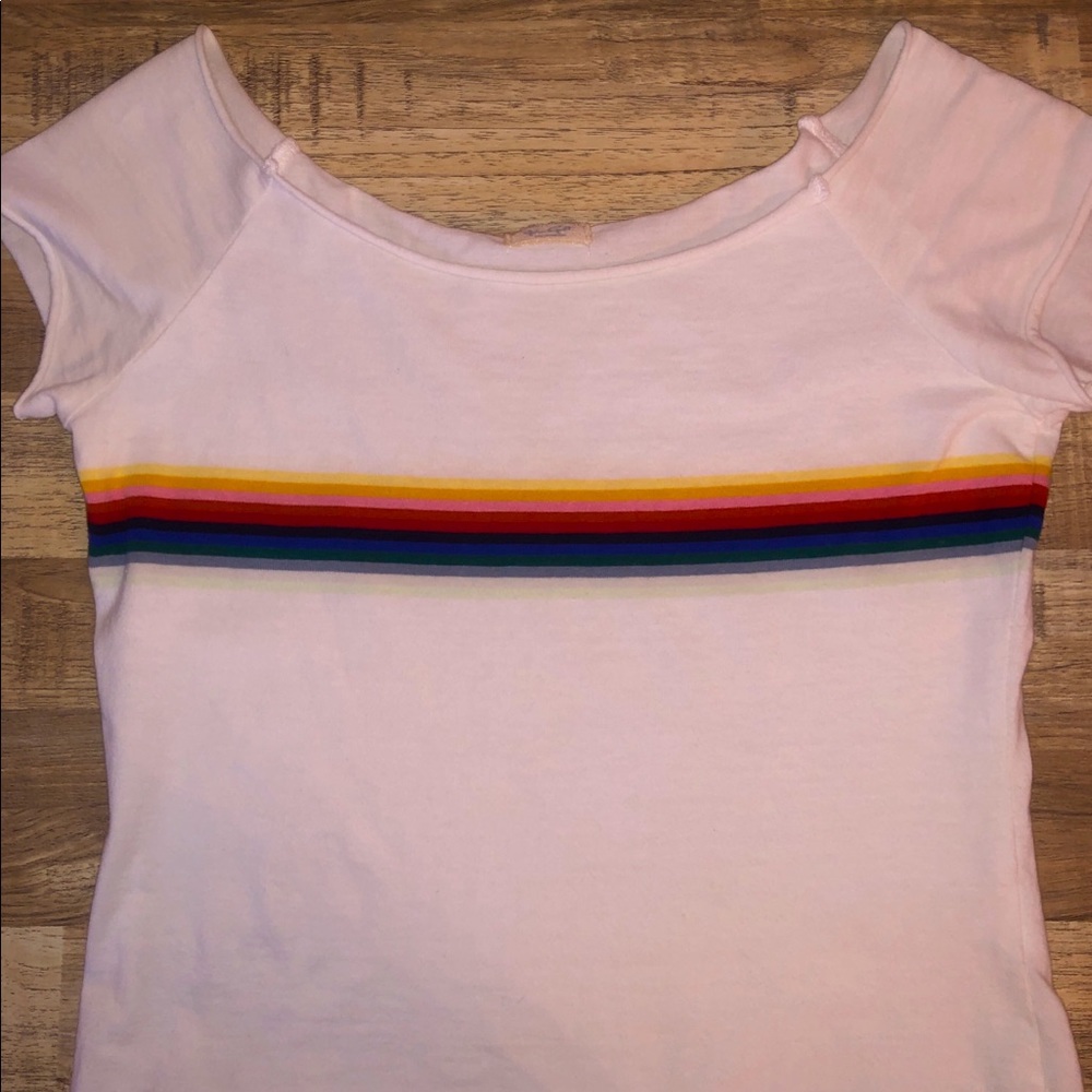 Brandy Melville- Rainbow Off Shoulder Tee